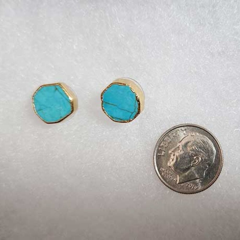 Aria Lattner Turquoise and Gold Stud Earrings